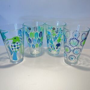 Segaform-Fantasy By Hanna Werning-Set of 4 Tall Drinking Glasses Birds Leaves